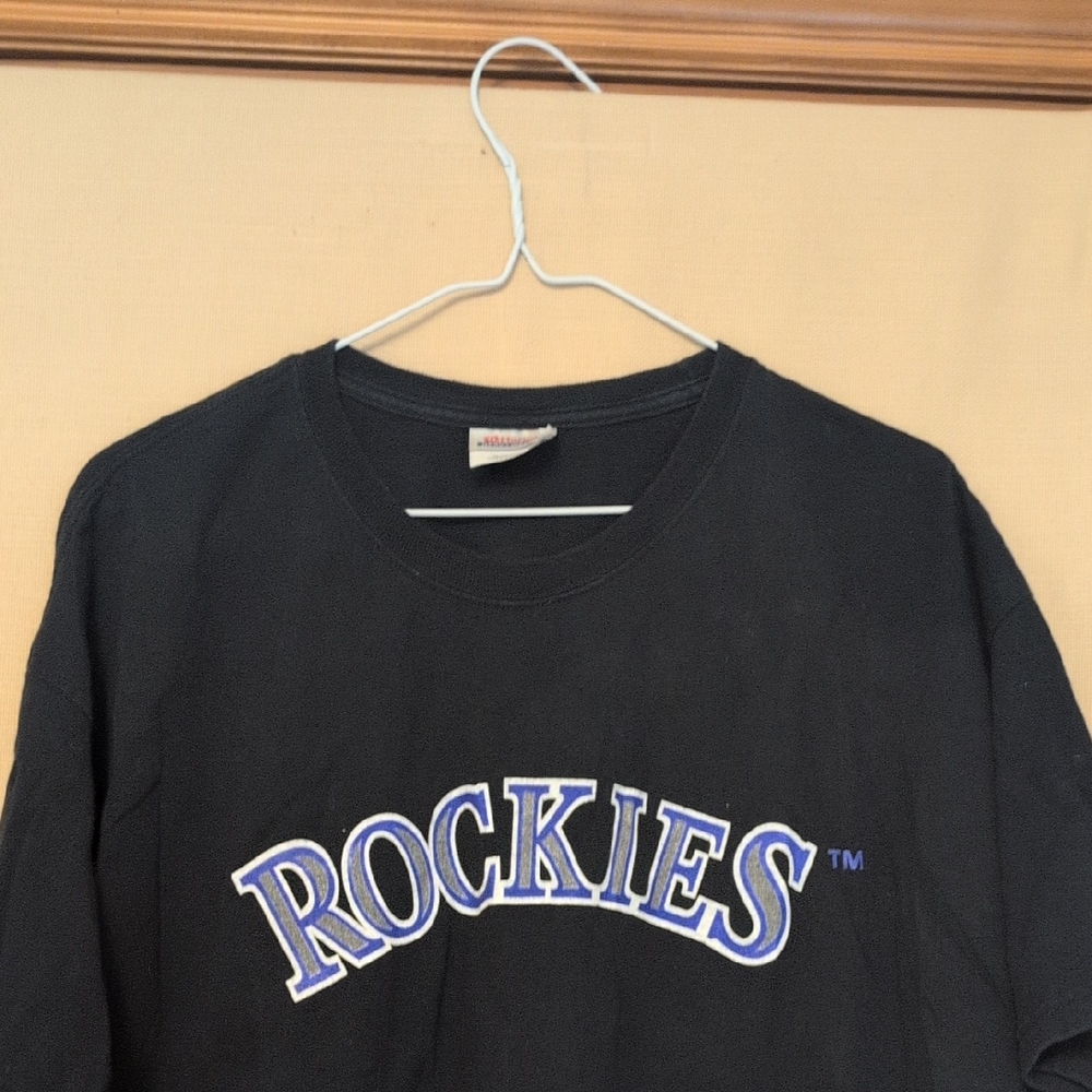 Colorado Rockies Jamey Carroll 1 Rocky Mountain News T-Shirt Size Extra Large